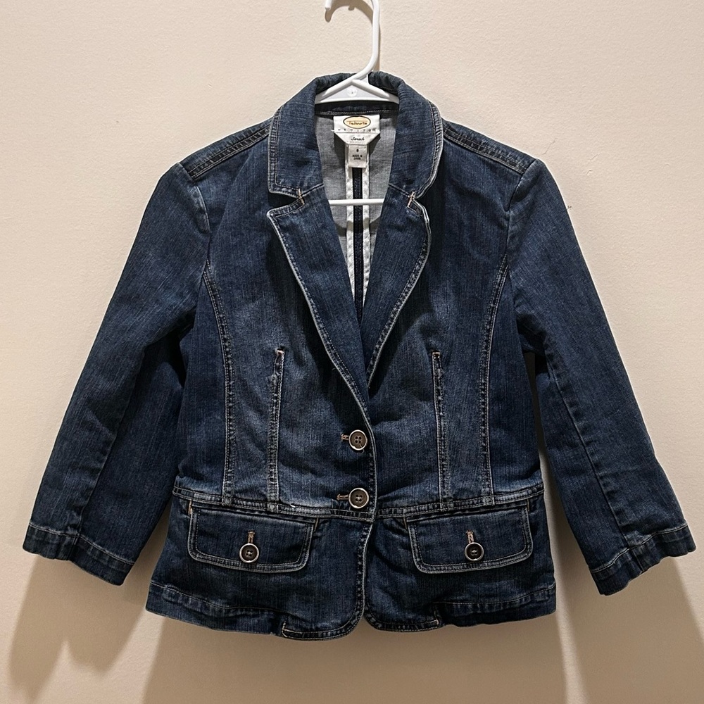 Talbots Dark Blue Denim Blazer Jacket 8p